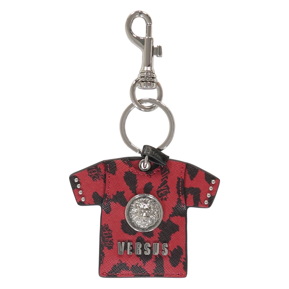 Versus Versace Stijlvolle leren sleutelhanger met logodetail Red Unisex