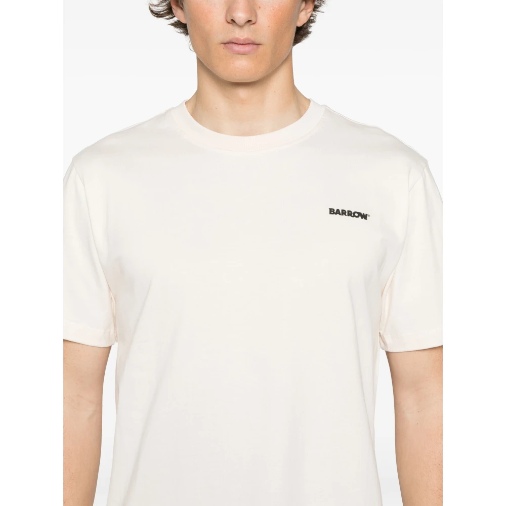 Barrow Logo Crew Neck T-shirt 100% Katoen White Heren
