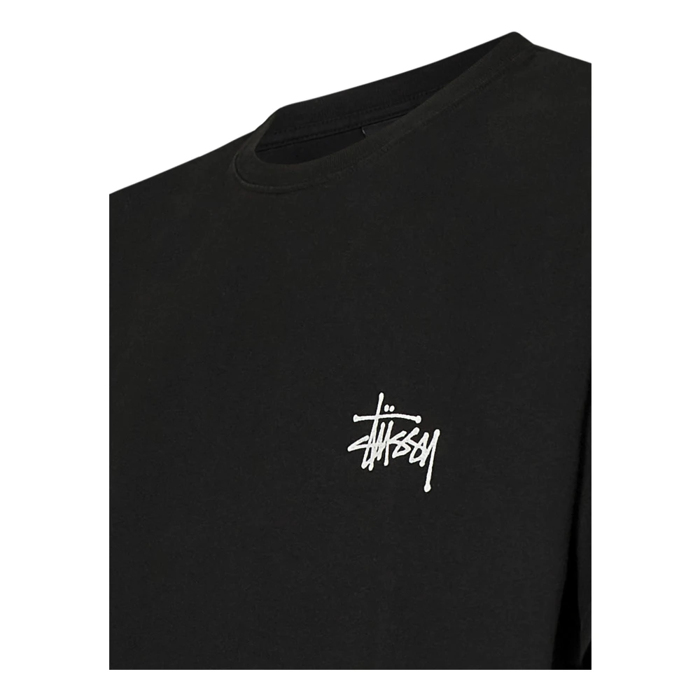 Stüssy Zwart Logo Print Katoenen T-Shirt Black Heren