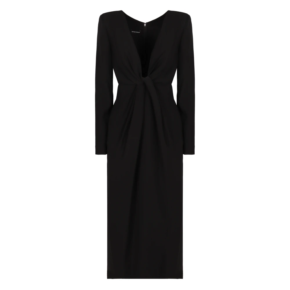 Emporio Armani V-hals jurk met knoopdetail voor Black Dames