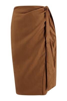 jupe-portefeuille-marron-soie-lin