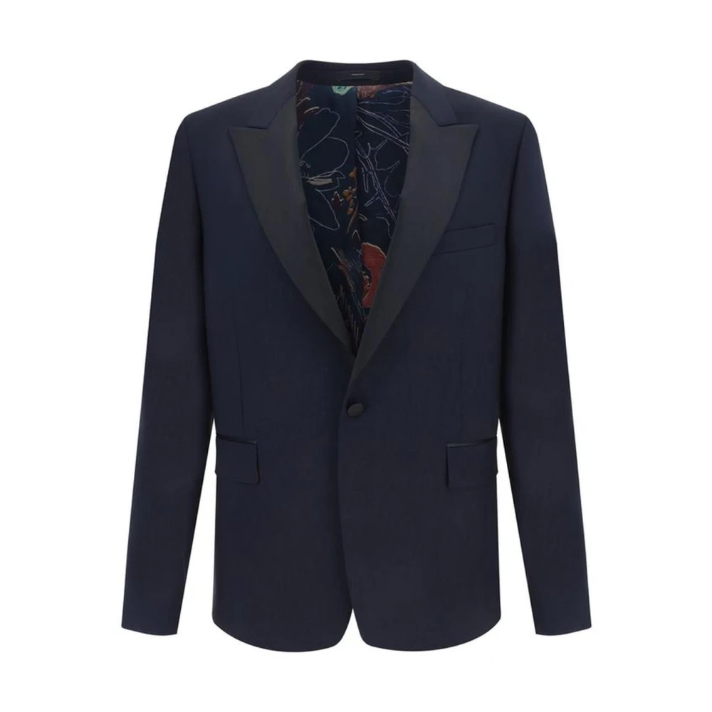 PS By Paul Smith Klassieke Wollen Blazerjas met Revers Blue Heren
