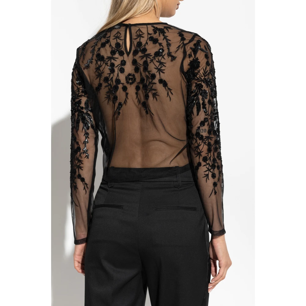 AllSaints Greta Top met Glinsterende Pailletten Black Dames
