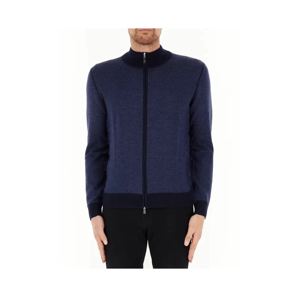 Gran Sasso Blauwe Cardigan van Merinowol Blue Heren