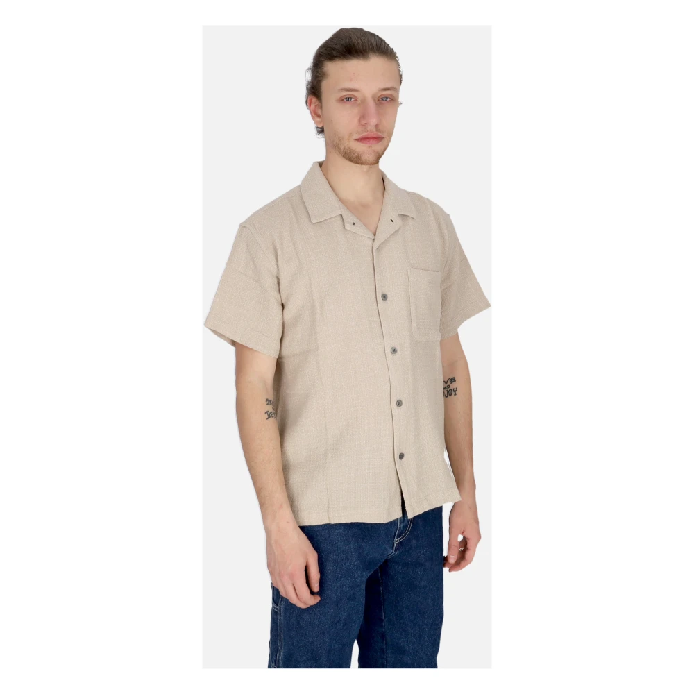 Obey Veren Geweven Korte Mouw Overhemd Gray Heren