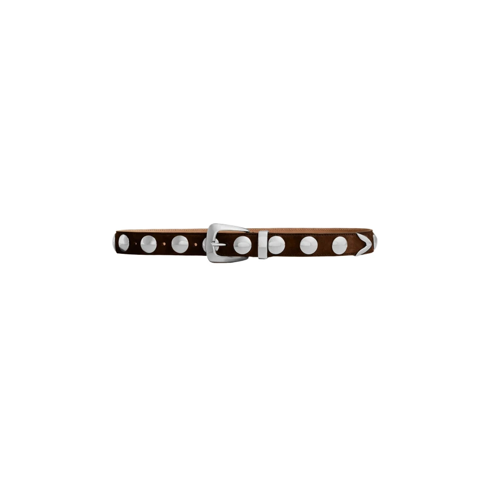Khaite Brown Belts, Female, 70 Cm, Studded Silver Belt