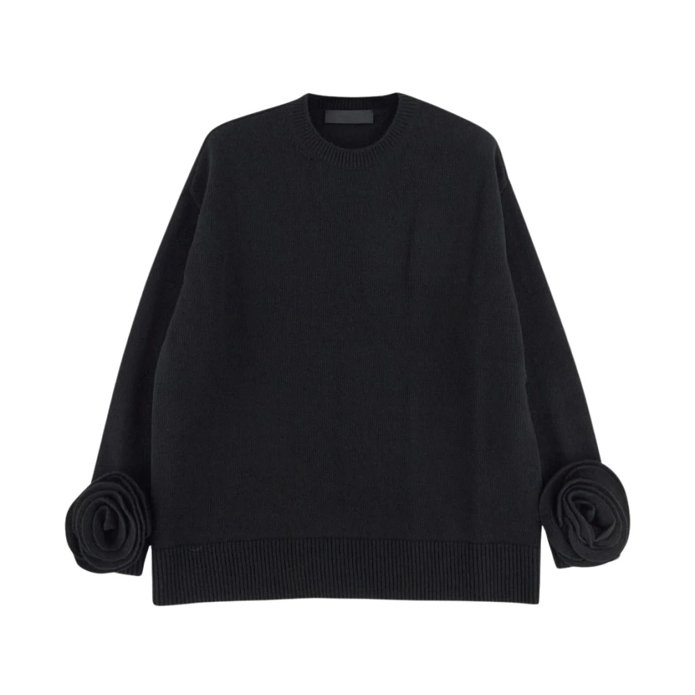 Valentino Wol Crewneck Gebreid Black Dames