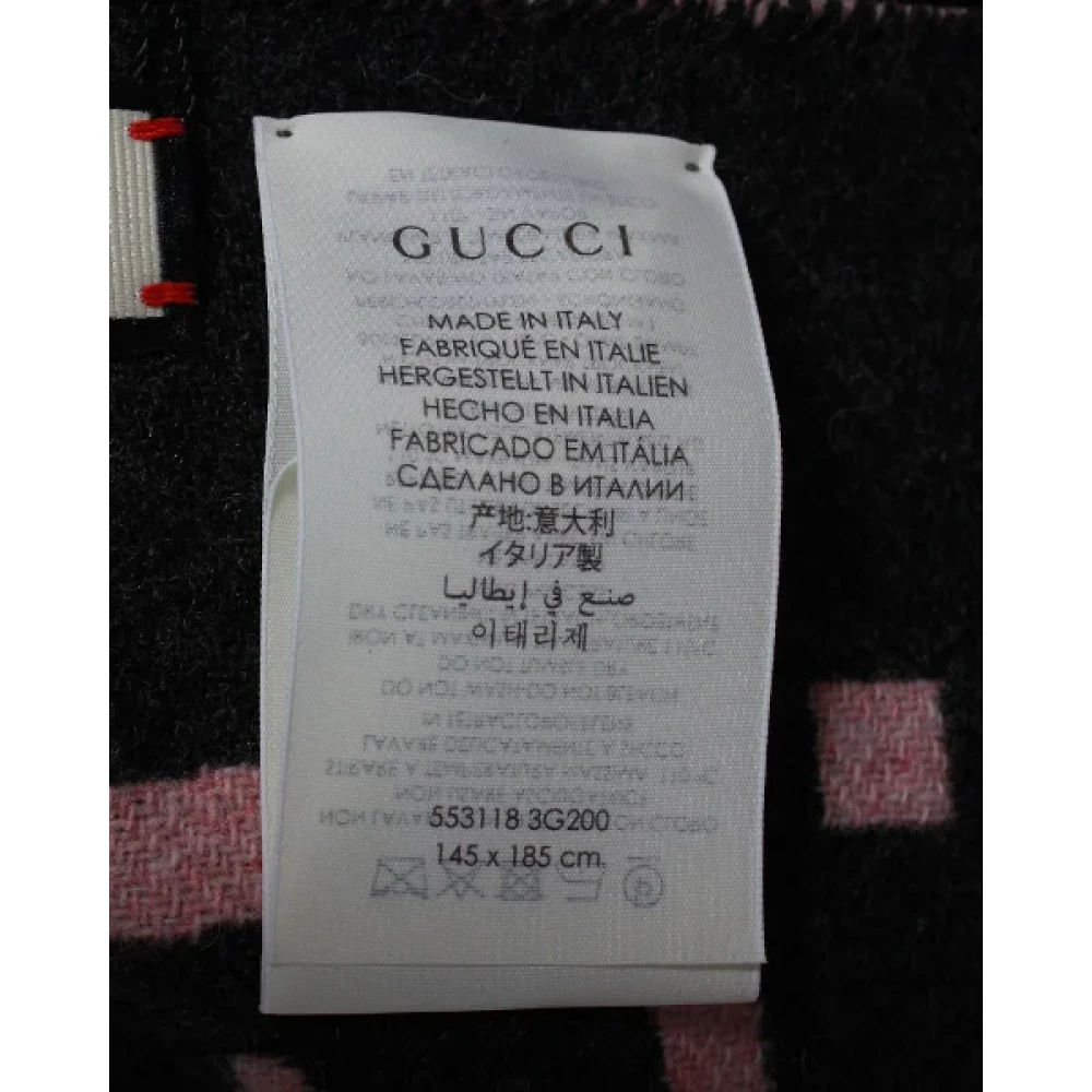 Gucci Vintage Gucci Geruite Wollen Poncho Gray Dames