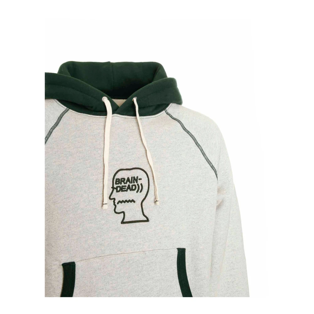 Brain Dead Logo Head Raglan Fleece Hoodie White Heren