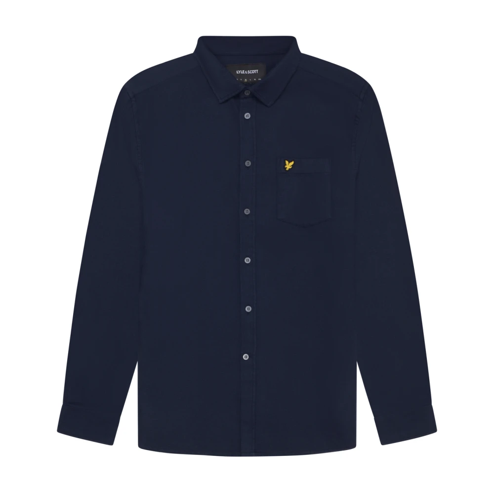 Lyle & Scott Korg Väv Skjorta Blue, Herr