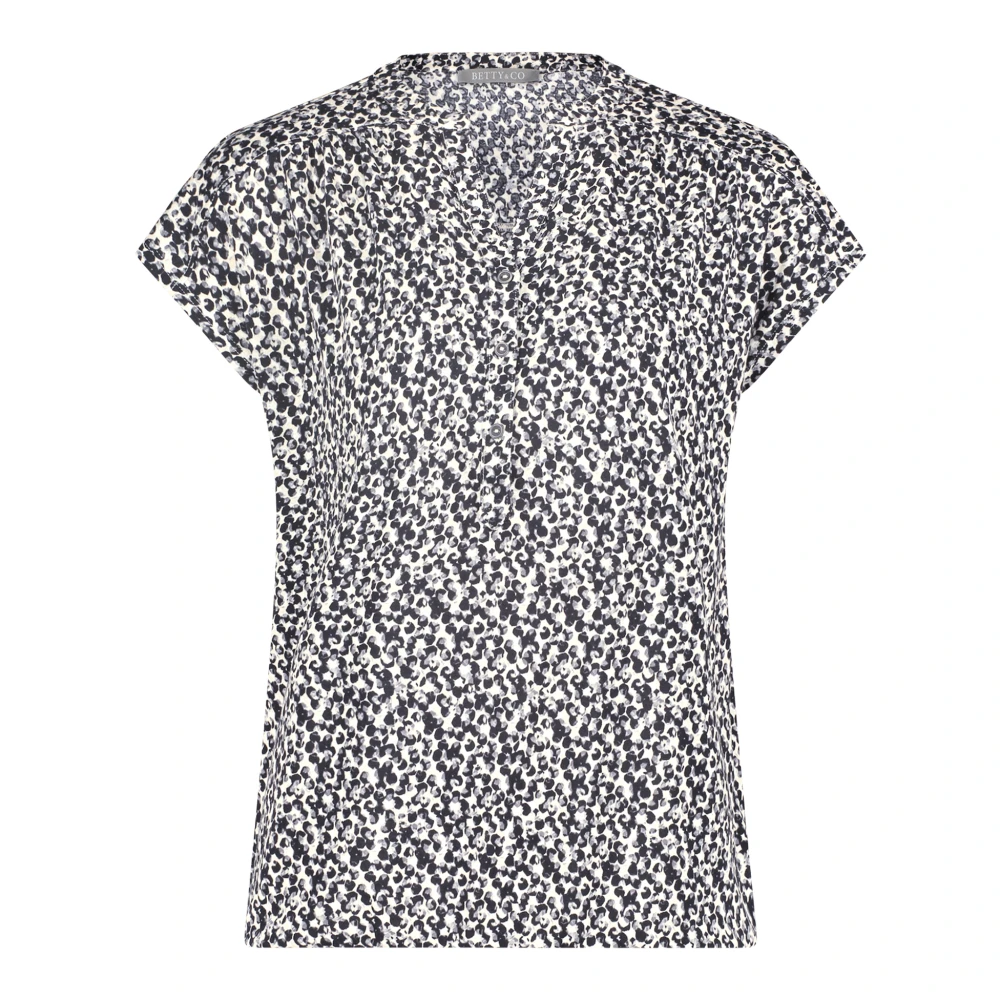 Betty & Co Grafische Blouse met Knoopsluiting Black Dames