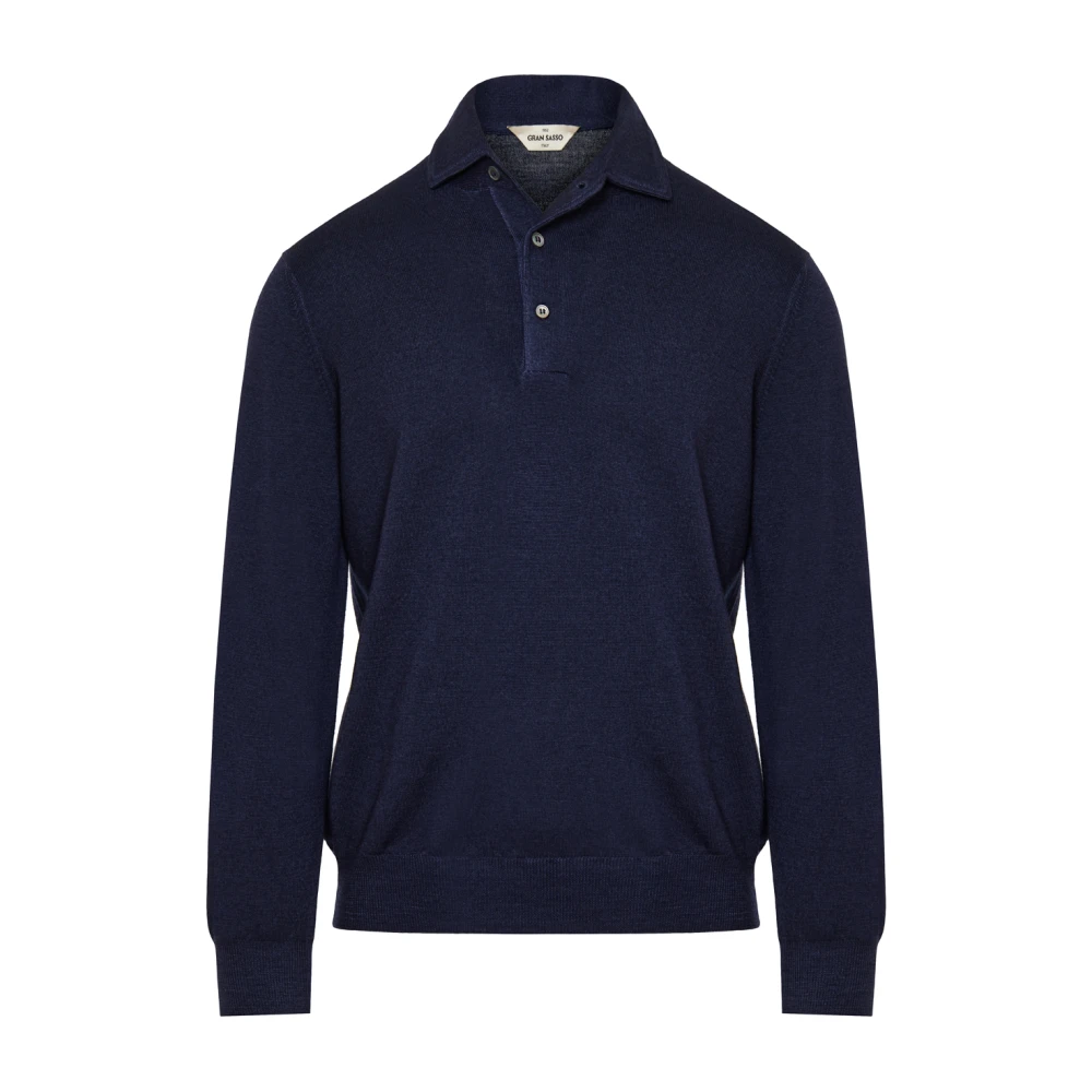 Gran Sasso Italiaanse Wol Polo Shirt Blue Heren
