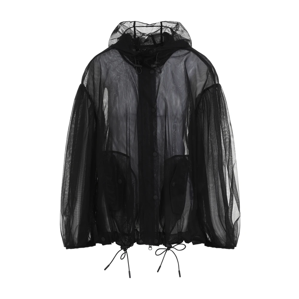 Simone Rocha Zwarte Puff Mouw Parka met knoopsluiting Black Dames