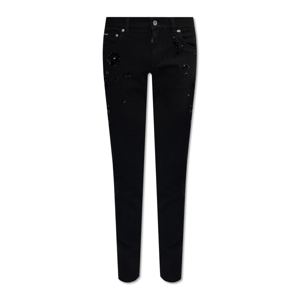 Dolce & Gabbana Jeans met strass-steentjes Black Heren