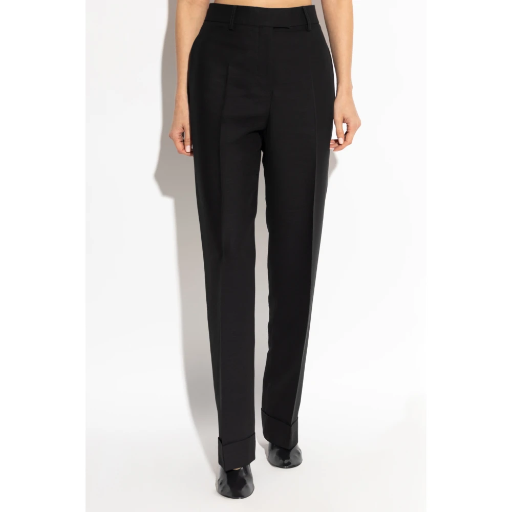 Salvatore Ferragamo Broek met wollen afwerking Black Dames