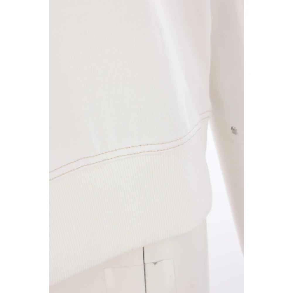 BRUNELLO CUCINELLI Ivoor Katoenen Jersey Sweater met Solomei Club '78 Borduurwerk White Dames