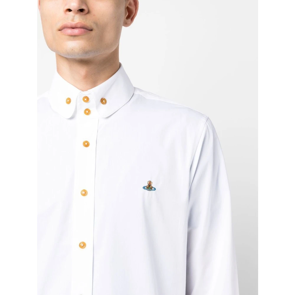 Vivienne Westwood Witte Orb Logo Geborduurde Overhemd White Heren