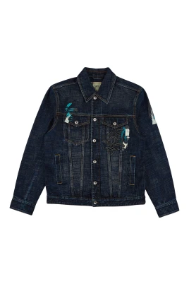 Hand Brush Printed Daicock Denim Jacket