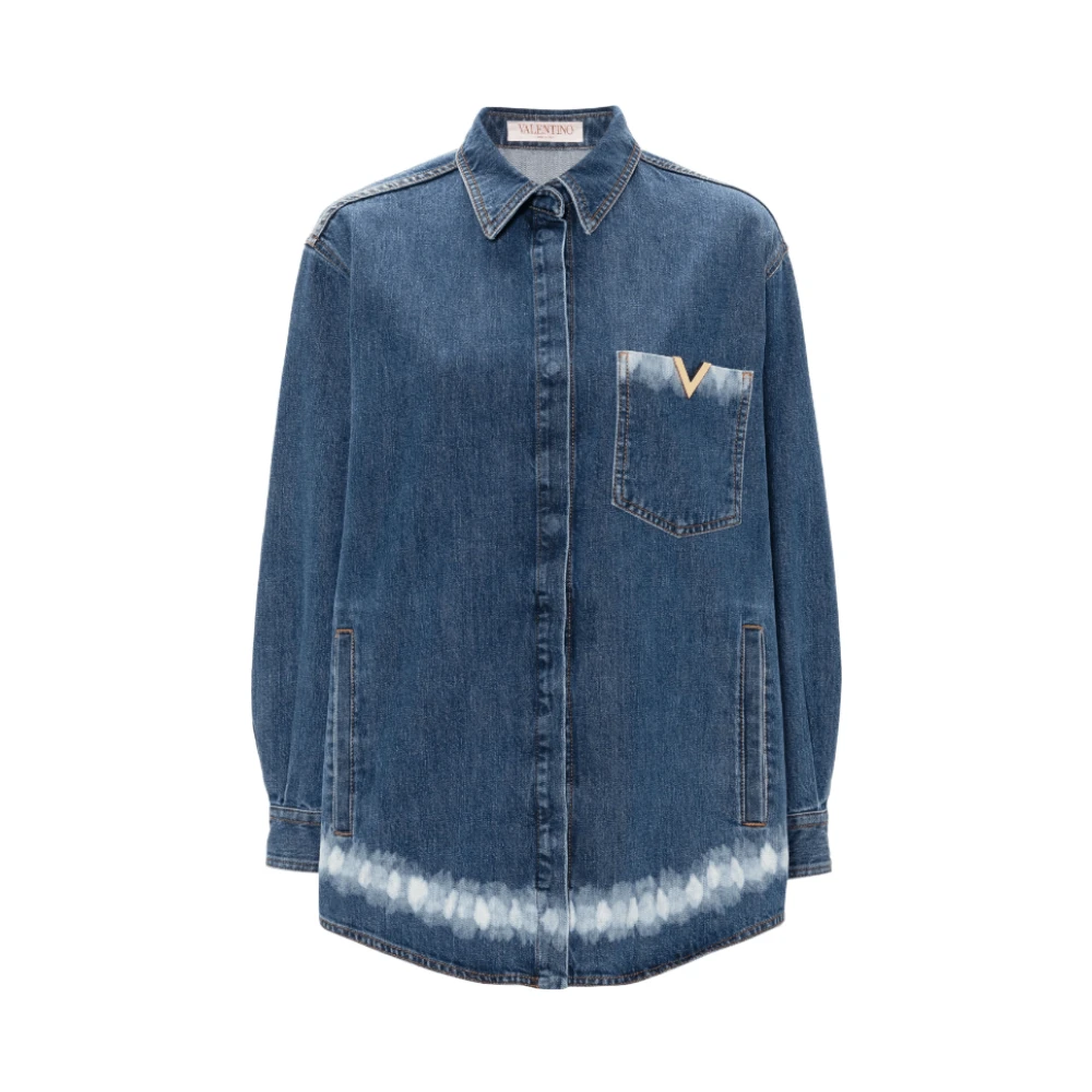 Valentino Denim Shirt met VGold Detail Blue Dames