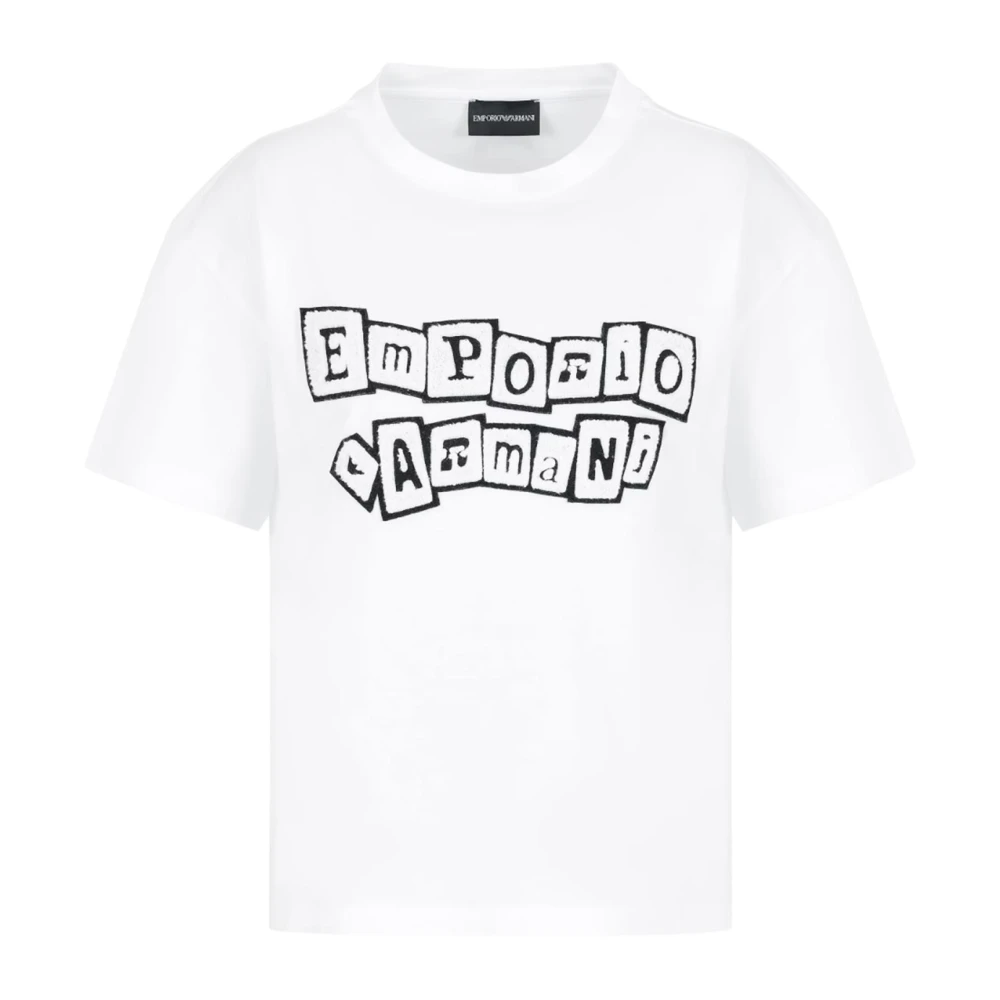 Emporio Armani Witte T-shirts en Polos Jersey Patch White Dames