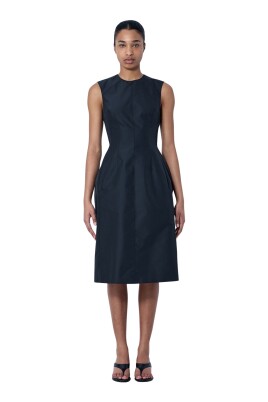 knee length dresses for ladies Women's You Already Know Black Cotton Bustier Bodice Midi Dress | Size: S