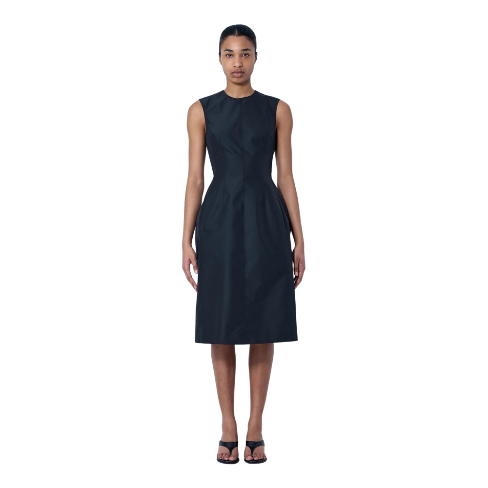 Jil Sander Women's Black Midi Dresses, S, Sleeveless Structured Midi Dress