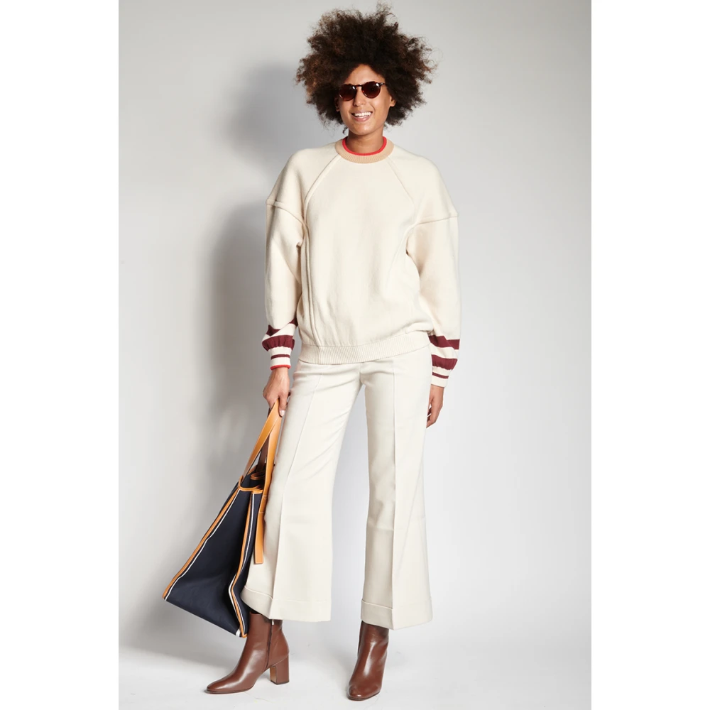 MRZ Ivoor Wol Kasjmier Crewneck Sweater Beige Dames
