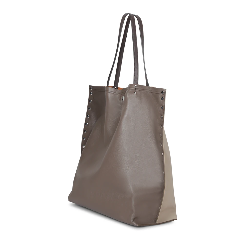 Zanellato Elegante Duifgrijze Metalen Detailtas Beige Dames