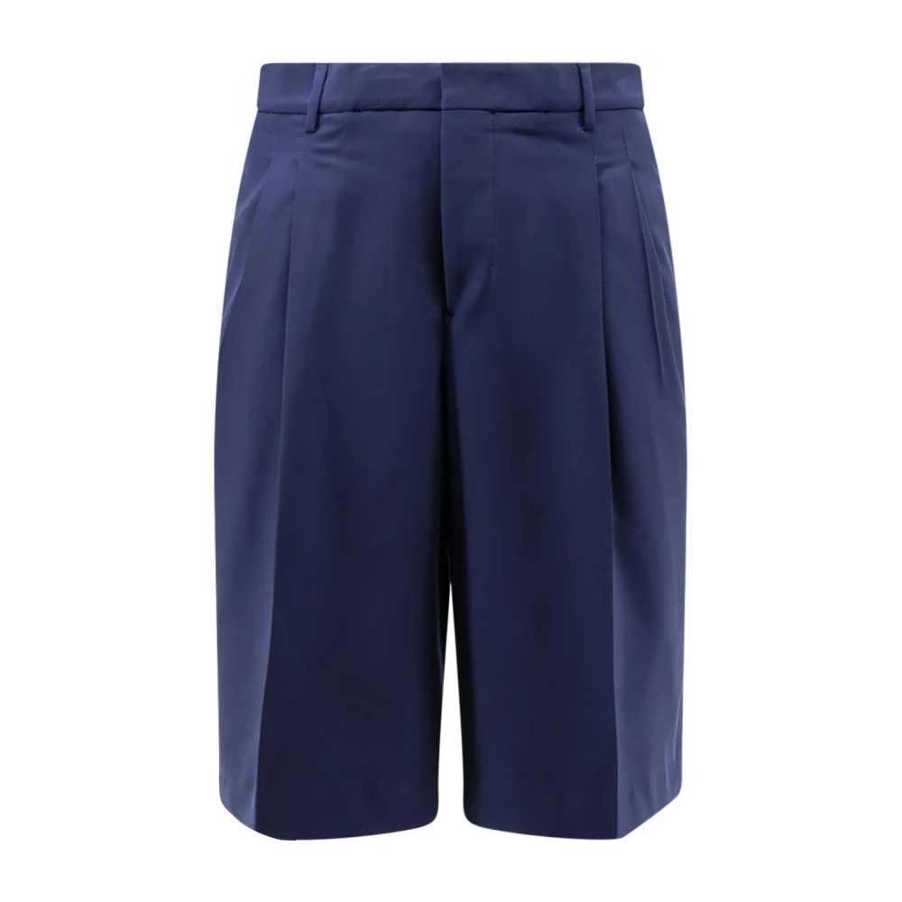 Ami Paris Men's Blue Virgin Wool Pleated Shorts