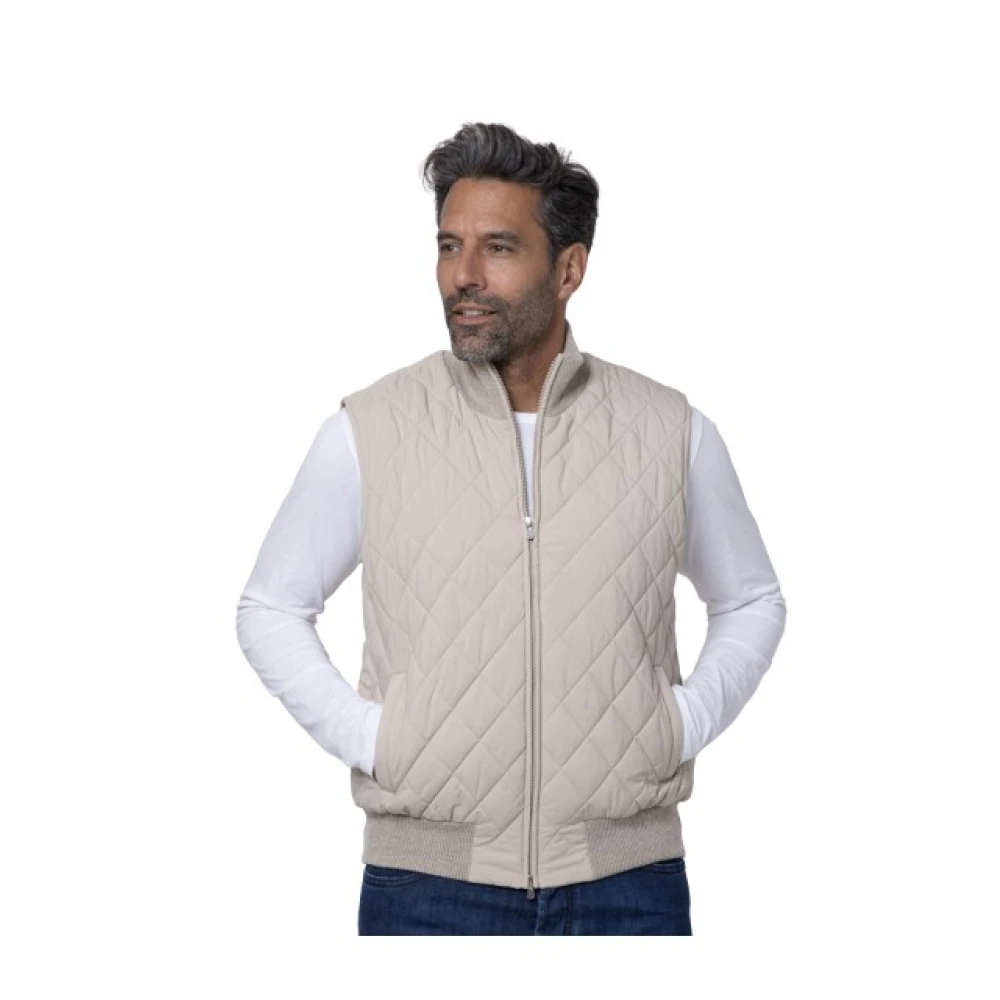 Gran Sasso Uomo Marrone - Giacca Beige Senza Maniche Trapuntata - Jackets - L