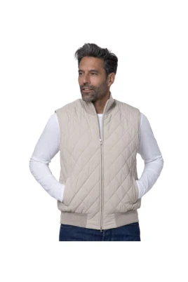 Quiltad Ärmlös Beige Jacka