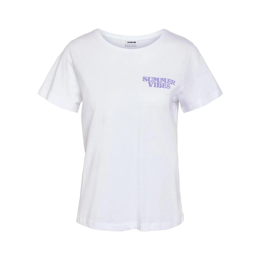 Noisy May Nmsun Nate Korte Mouw T-shirt White Dames