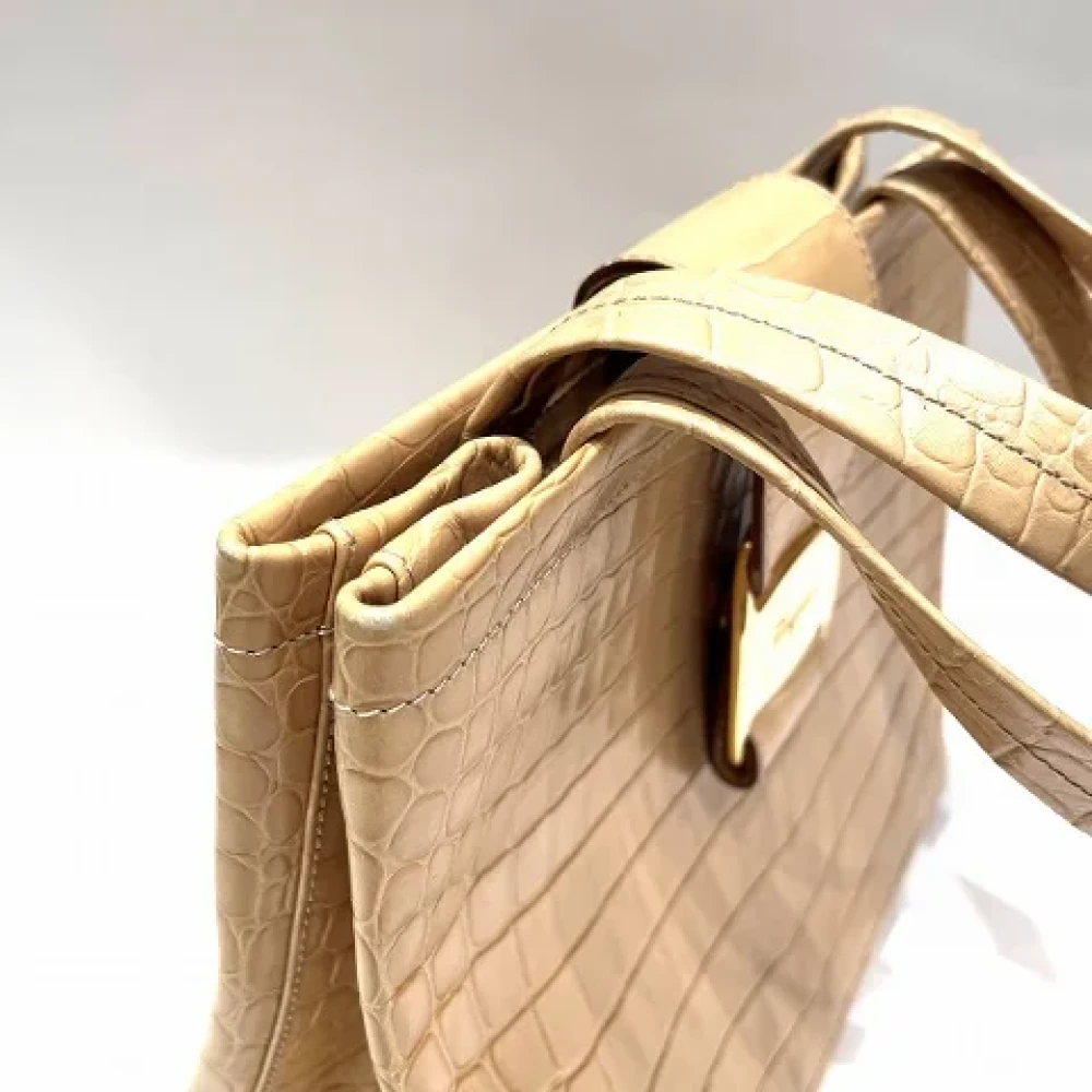 Salvatore Ferragamo Pre-owned Leather handbags Beige Dames