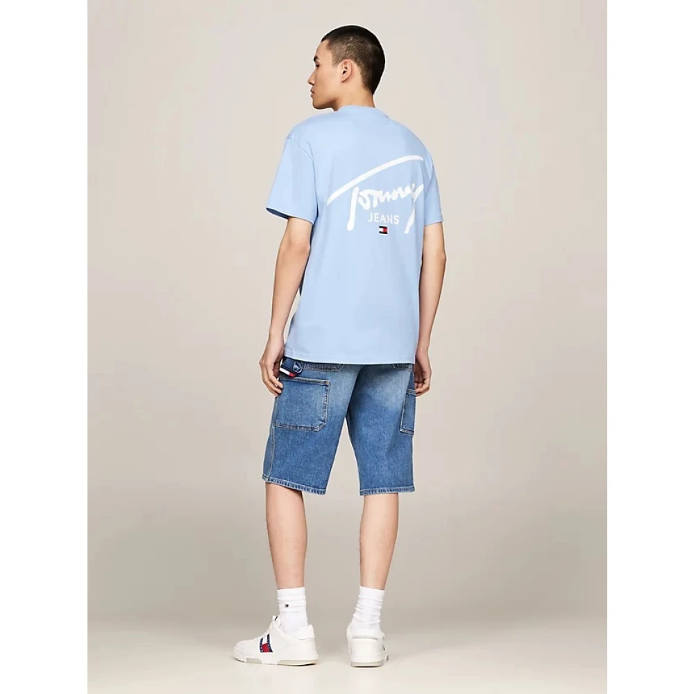 Tommy Jeans Signature Print Tee Blue Heren