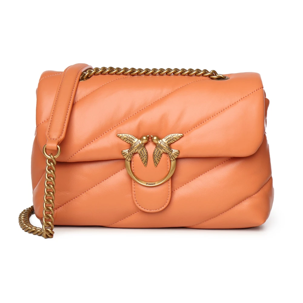 PINKO Orange Love Bag Puff Quiltad Läder Orange, Dam