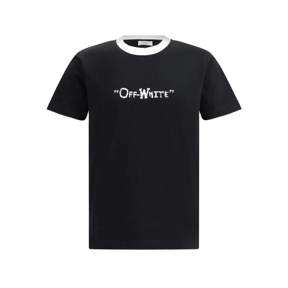 Off White Minimalistisch Katoenen Quote T-Shirt Black Heren