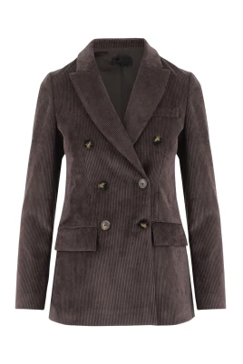 Stretch Velvet Double-Breasted Jacket