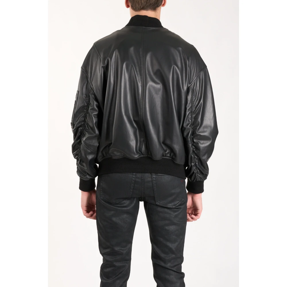 Dfour Leren Bomberjack met Ritssluiting Black Heren