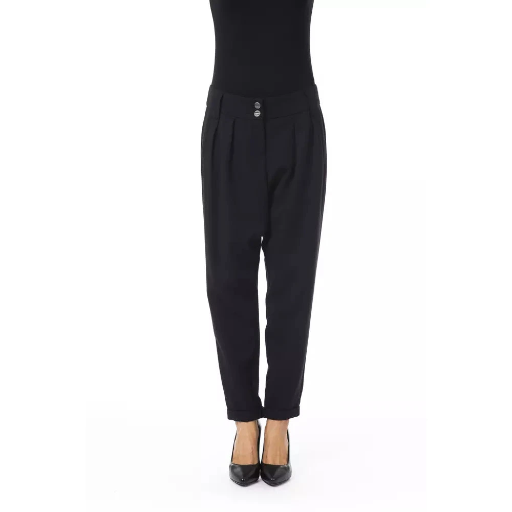 Byblos Zwarte Oversized Broek met Voor- en Achterzakken Black Dames