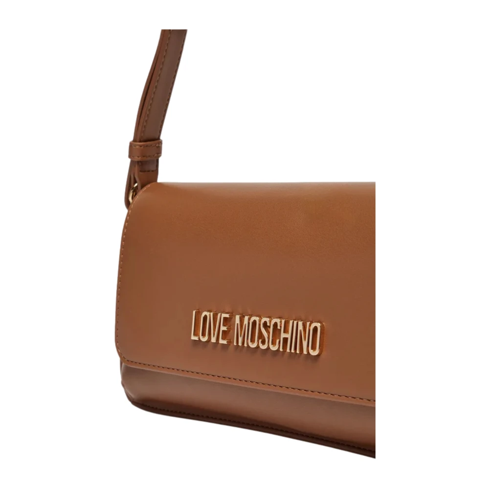 Love Moschino Gladde kameel schoudertas Brown Dames