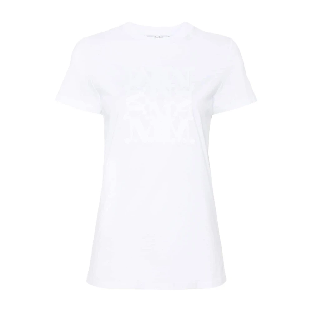 Max Mara Witte Katoenen Jersey Top met Geborduurd Logo White Dames