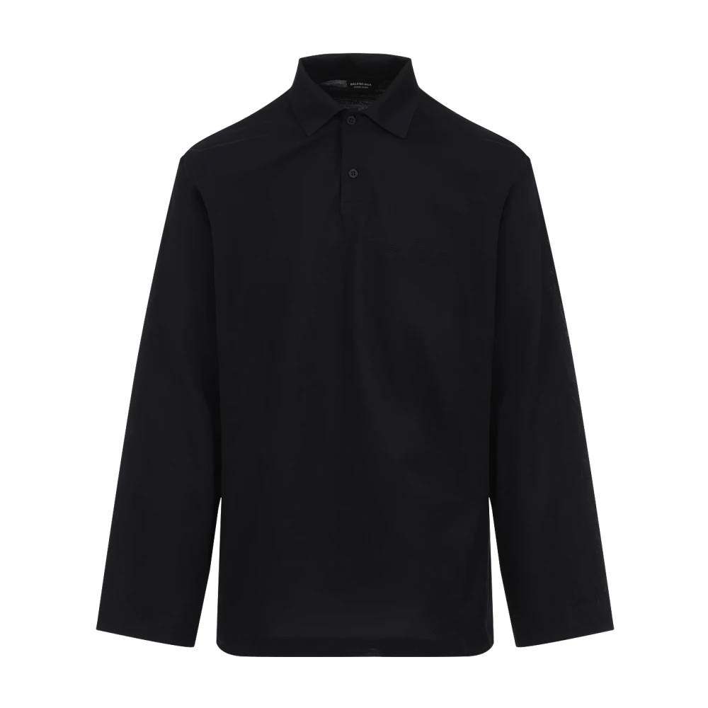 Balenciaga Polo Shirt met Lange Mouwen Black Heren