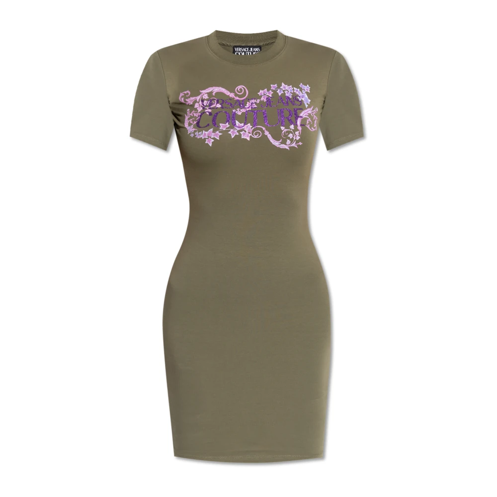 Versace Jeans Couture Jurk met logo Green Dames