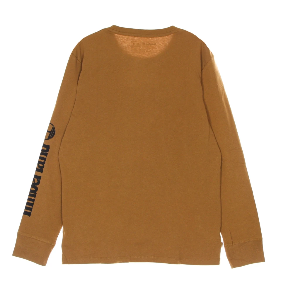 Timberland Lange Mouw Logo Tee Wheat Boot Zwart Brown Heren