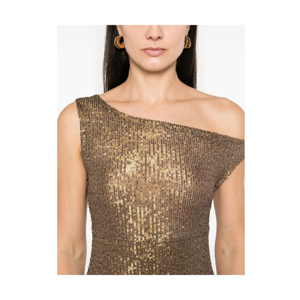 Norma Kamali Paillet One-Shoulder Jurk Brown Dames
