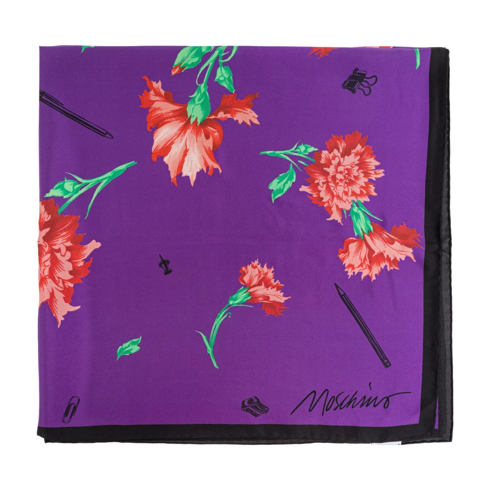 Moschino Zijden sjaal met bloe patroon Purple Unisex