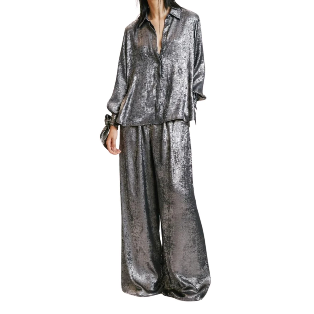 Momoni Gelamineerd Fluida Sake Shirt Gray Dames