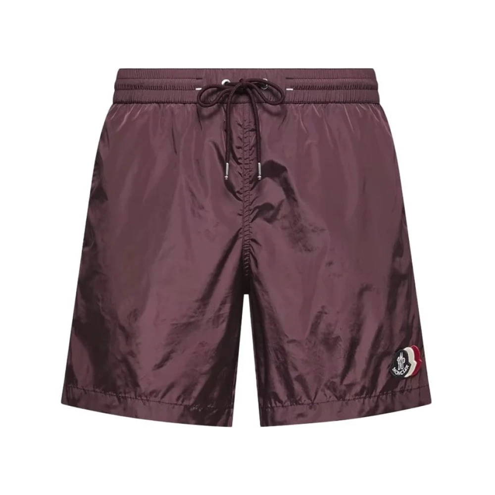 Moncler Purple Beachwear, Male, Xl, Archive Logo Swimshorts