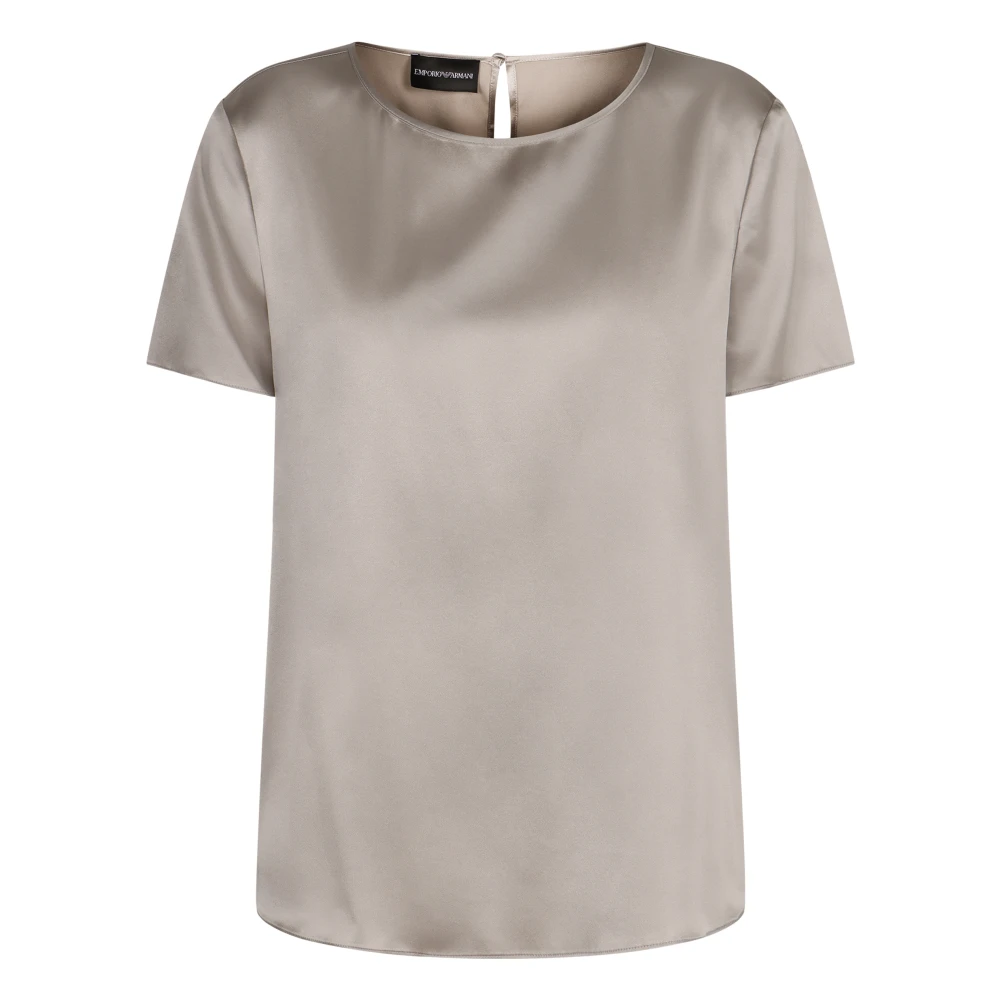 Emporio Armani Women's Gray Blouses, S, Silk Satin T-Shirt