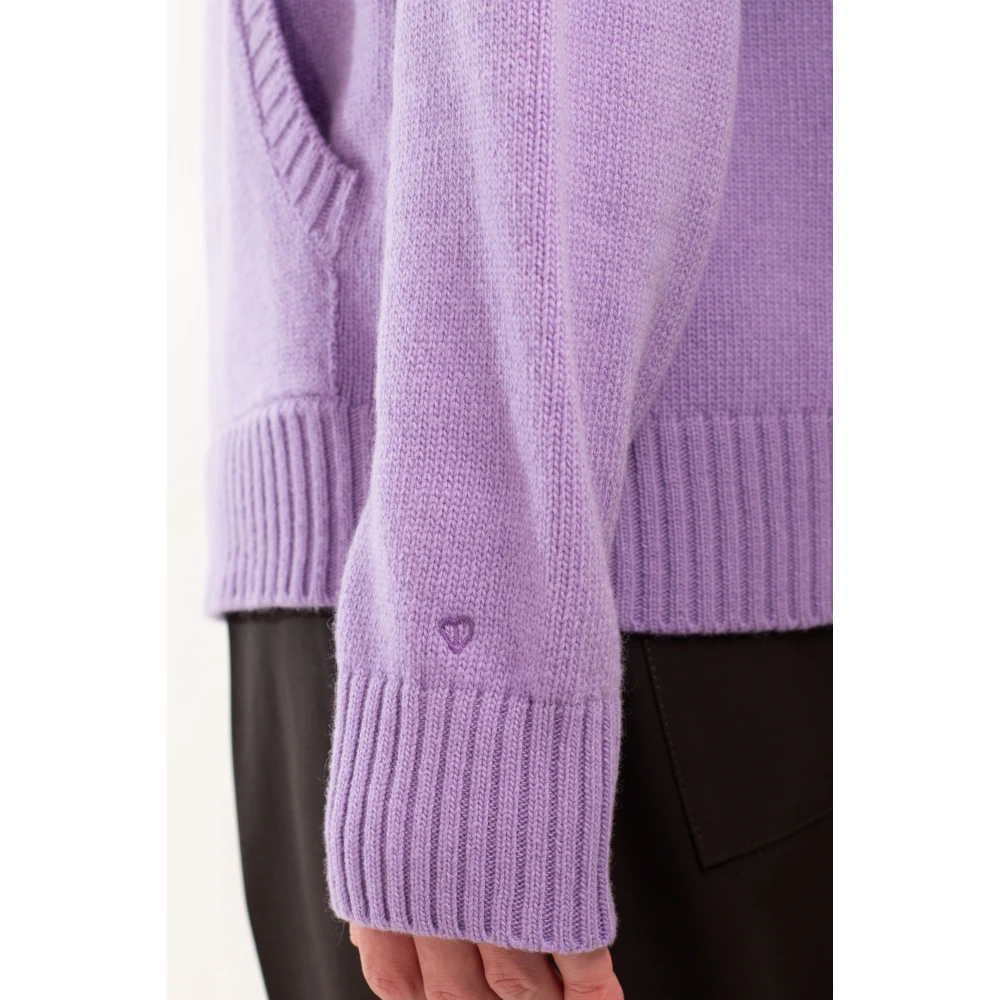 Seven Gauge Capuchon Lamswol Trui Purple Heren